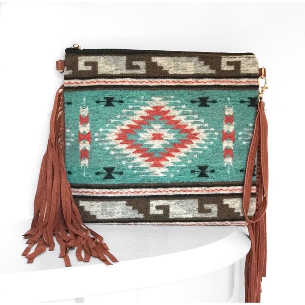 Western Women's Fall Hanging Tassel Crossbody Clutch Cute Fall Bag - Picture 6 of 7